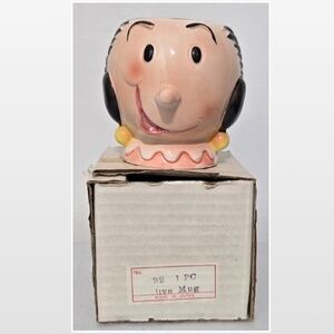 Vintage 80s King Olive Oyl Coffee Mug Ceramic Sculped 3D Popeye VTG